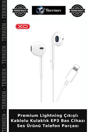 Premium Lightning Çıkışlı Kablolu Kulaklık EP3 Bas Cihazı Ses Ürünü Telefon Parçası