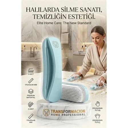 Ergonomik Temizlik Fırçası | 2'li Set Halı, Koltuk Ve Kumaş Fırçalama Fırçası 723092