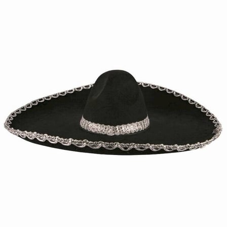 NessiWorld Sombrero Meksika Şapkası Mariachi Gümüş Şeritli Yetişkin Boy