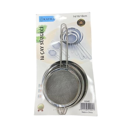 3 Parça Metal Süzgeç 14-16-18 cm