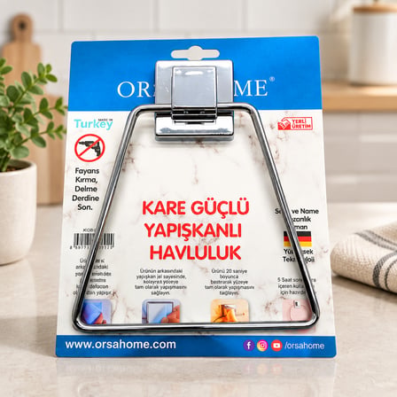 Yapışkanlı Metal Kare Havluluk Askı