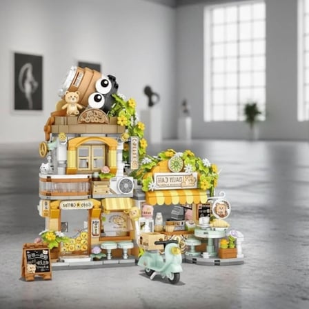LZ-1382 Loz Küçük Ayı Kafe Çiçekçi Ponda Çay Evi 1077 Parça Block Oyuncak
