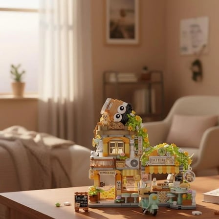 LZ-1382 Loz Küçük Ayı Kafe Çiçekçi Ponda Çay Evi 1077 Parça Block Oyuncak