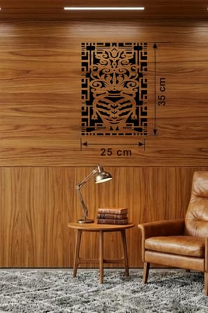 Otantik Lale Motifli Ahşap Duvar Tablosu - 25x35 cm Lazer Kesim Dekoratif Pano