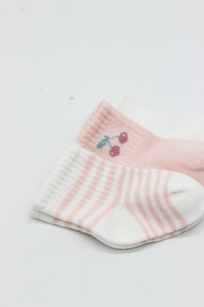 Cherry Girl 3'lü Penye Soket Çorap 10138 Ekru