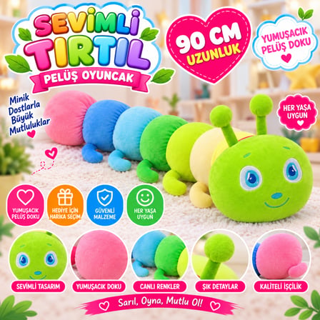 Peluş Sevimli Tırtıl 90 cm