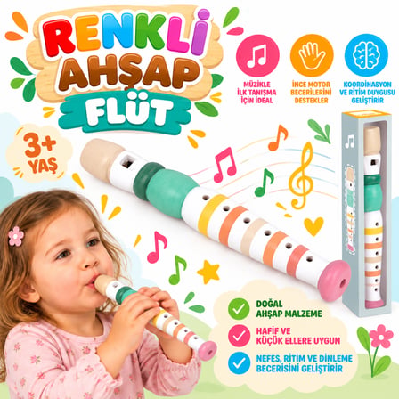 Renkli Ahşap Flüt