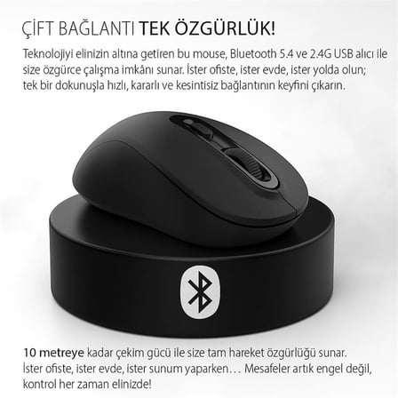 IWM-288T Bluetooth + Wıreless Ergonomıc Desıgn Sılent Mouse
