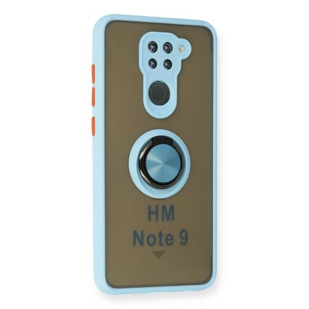 Xiaomi Redmi Note 9 Kılıf Montreal Yüzüklü Silikon Kapak - Buz Mavi
