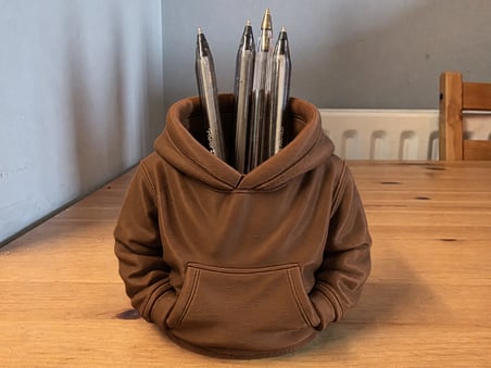 3D Baskı Kapüşonlu Sweatshirt Kalemlik - Masaüstü Organizer-Kahverengi