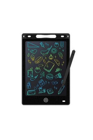 12 İnc Renkli Lcd Grafik Dijital Kalemli Cizim Tableti Yazi Tahta Not Yazma Egitim Tableti Siyah