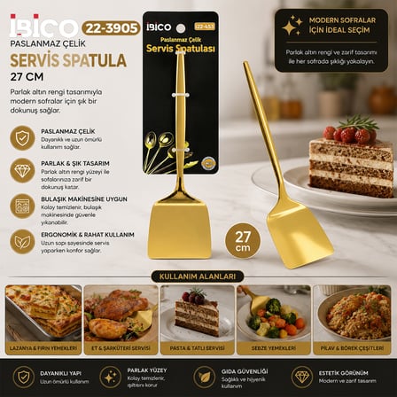 Altın Renk Metal Servis Spatula
