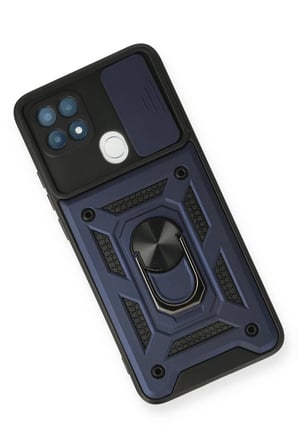 Oppo A15 Kılıf Pars Lens Yüzüklü Silikon - Lacivert