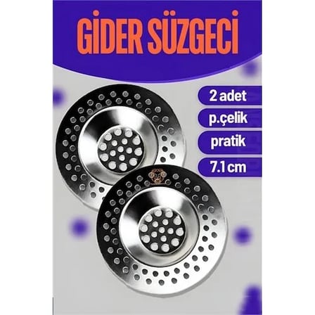 Çelik Lavabo Süzgeci 2 Adet