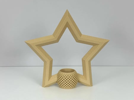 3D Baskı Yıldız Tealight Mumluk 18 cm Ayrı Mum Hazneli Dekoratif Yıldız Şamdan Yeni Yıl Masa Süsü
