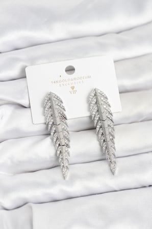 Pirinç Gümüş Renk Balık Sırtı Model Zirkon Taşlı Kadın Küpe
