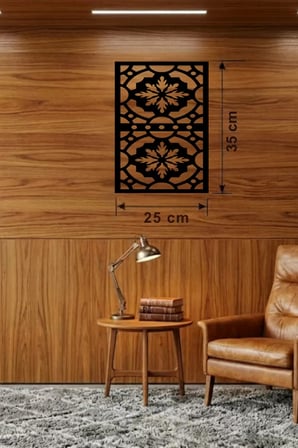 Kar Tanesi ve Barok Desenli Ahşap Duvar Tablosu - 25x35 cm Lazer Kesim Pano