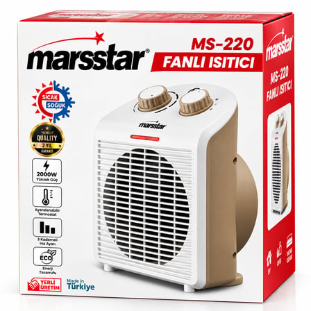 Sıcak - Soğuk Turbo Fanlı Isıtıcı 3 Kademe Hız Ayar 2000W MS-220