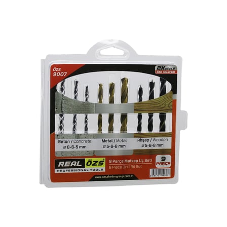 9 Parça Matkap Ucu Seti – Beton/Metal/Ahşap (5/6/8 mm)