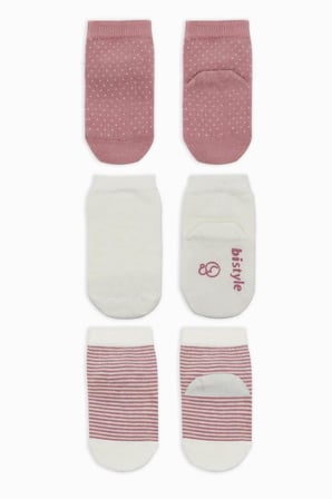 NessiWorld Puanlı Kaymaz Penye Soket Çorap 3'Lü BS10108 Pudra
