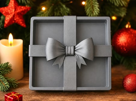 3D Baskı Fiyonklu Hediye Kutusu - Dekoratif Sunum ve Saklama Kutusu-Gri