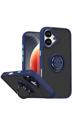Apple iPhone 17 Montreal Yüzüklü Silikon Kapak - Lacivert