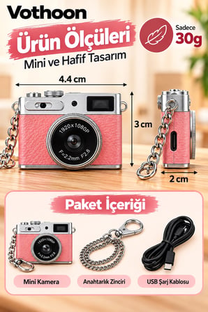 Mini Retro Dijital Kamera 1080P Full HD Fotoğraf & Video Çekimi LCD Ekran Mini Kamera TF Kart Destekli
