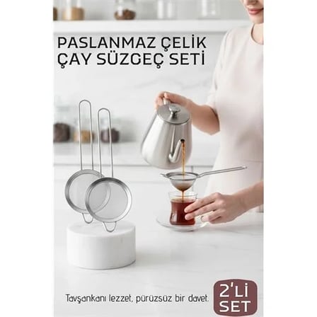 Klasik Çay Süzgeci 304 Paslanmaz Çelik 2 Adet 721306