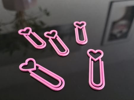 3D Baskı Kalp Figürlü Ataç - 10lu Set - Pembe