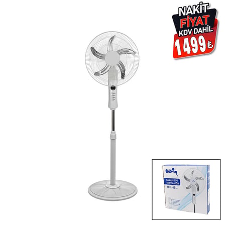 18 İnc 45 Cm Kumandalı Sanayi Tipi Ayaklı Vantilatör 5-METAL Pervane 3-KADEME Hız 65W Y:137CM