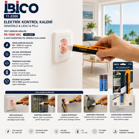 Dijital Sensörlü LED Elektrik Kontrol Kalemi