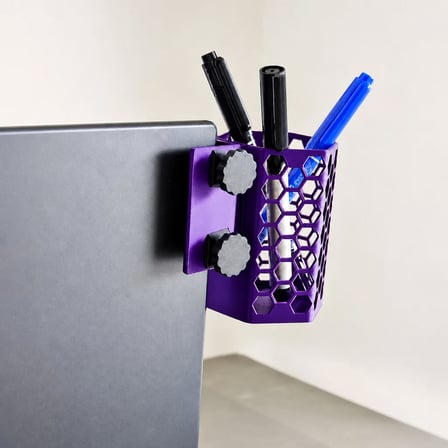 3D Baskı Monitor Kalemlik - Petek Desenli Laptop Kenar Altıgen Kalemlik-Mor