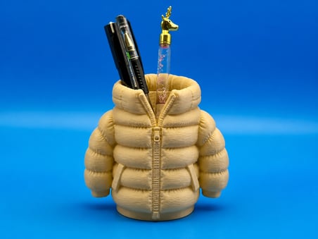 3D Baskı Şişme Mont Kalemlik - Masaüstü Organizer-Bej