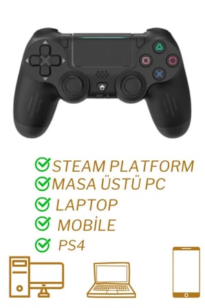 Ps4 Kol Wireless Bt Kablosuz Oyun Kolu Ps4 Joystick Tablet Telefon Pc Uyumlu Titreşimli Oyun Kolu
