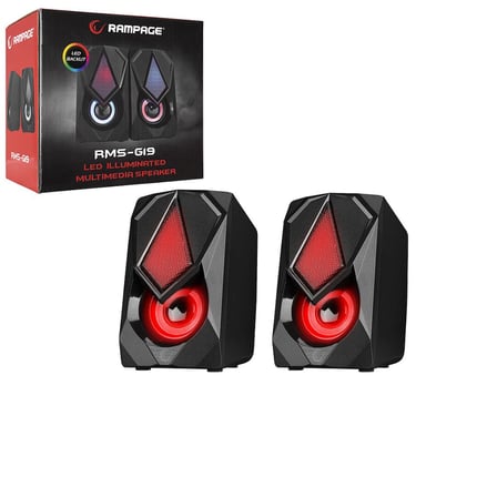 Siyah - Rgb Işıklı 1+1 Hoparlör Speakaer Set Usb Kablo 2.0 Multimedya - 5W