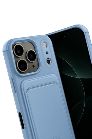 Apple iPhone 17 Pro Kelvin Kartvizitli Silikon - Mavi