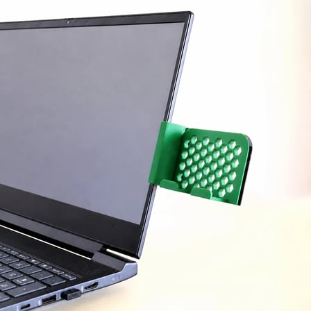 3D Baskı Monitor Telefon Tutucu - Petek Desenli Laptop Kenar Telefon Tutucu-Yeşil