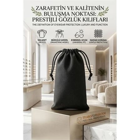 100 Adet Gözlük Kılıfı Büzgülü Gözlük Koruma Kesesi 715161