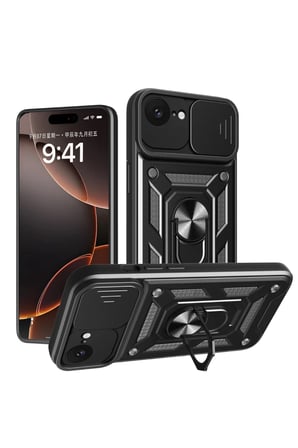 Apple iPhone 16E Kılıf Pars Lens Yüzüklü Silikon - Siyah