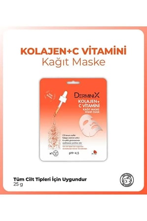 Yüz Bakım Kağıt Maske - Kolajen + C Vitamini