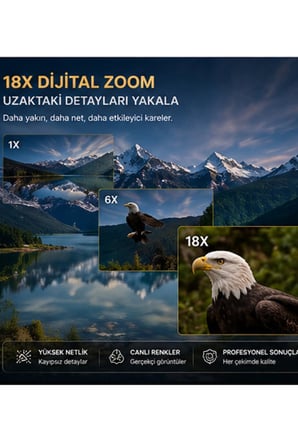 5K 75MP HD Dijital Kamera 18X Dijital Zoom, Flaşlı,3.0 inç Ekranlı Vlog ve Fotoğraf Makinesi
