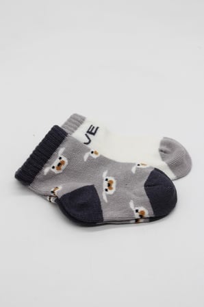 2'Li Love Dog Penye Soket Çorap 10118 Gri