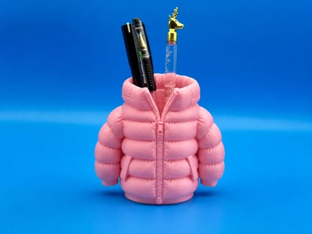 3D Baskı Şişme Mont Kalemlik - Masaüstü Organizer-Pembe
