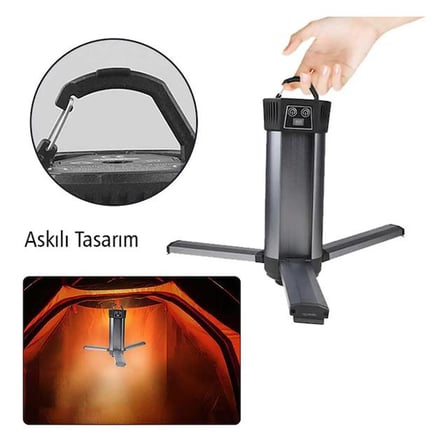 PM-24566 35 Watt USB - Type-C Girişli P50 Ve Cob Ledli 3 Kanatlı Kollu Çalışma Lambası