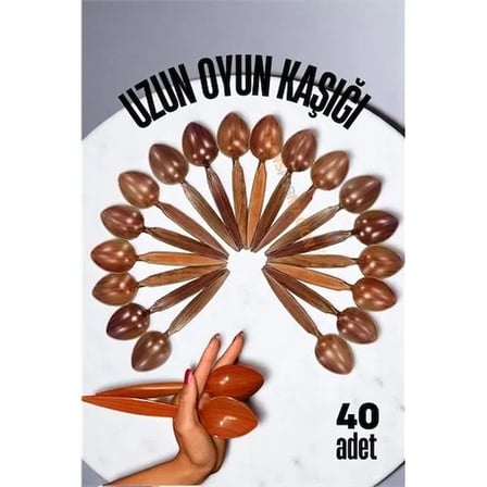 Uzun Oyun Kaşığı Halk Oyunu Kaşığı - Kına Kaşığı Uzun Saplı Zeybek Oyun Kaşığı 40 Adet 721656