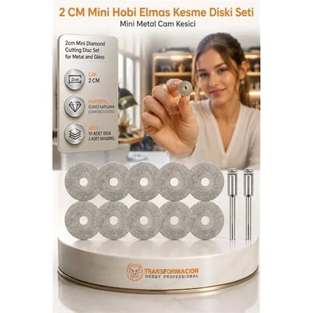 10 Adet 20mm Elmas Kesici Disk Seti, Mini Cam Metal Ahşap Kesme Ucu 723231