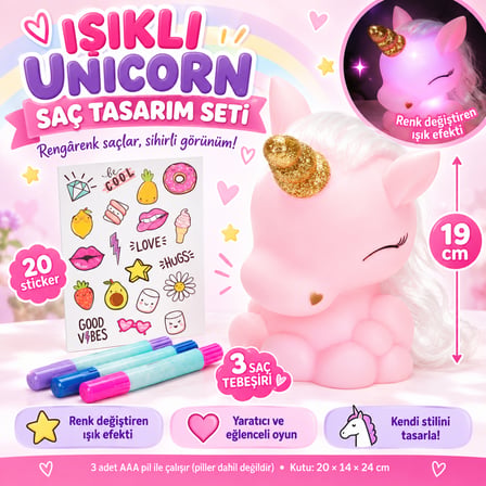 64125 Sun-htı-sbr-hobi Set Unıcorn Boyama+stıcker Işıklı