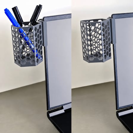 3D Baskı Monitor Kalemlik - Petek Desenli Laptop Kenar Altıgen Kalemlik-Gri