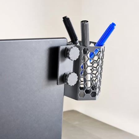 3D Baskı Monitor Kalemlik - Petek Desenli Laptop Kenar Altıgen Kalemlik-Gri