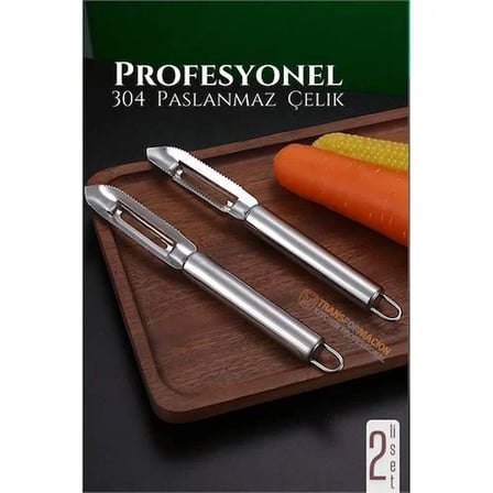 Soyacak Seti - Sebze Soyacağı Kabak Oayacağı Profesyonel Paslanmaz Çelik 2 Li Set 722018